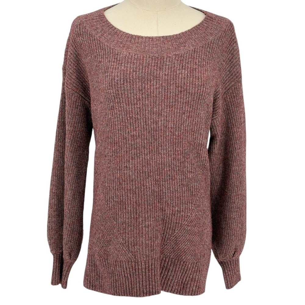 Christopher and Banks Sweater Size M Marled‎ Pink Ribbed Long Sleeve Boat Neck